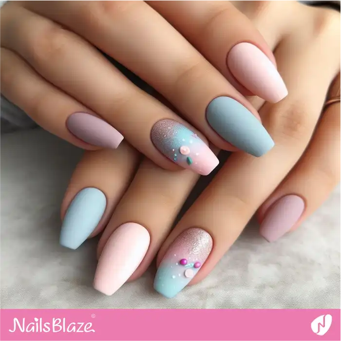 Matte Watercolor Pastel Nails Minimal Design | Paint Nail Art - NB2271